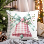 Yılbaşı, Christmas, Kış, Winter Serisi Mint Ekoseli Kırlent - Kırlent Kılıfı - 1