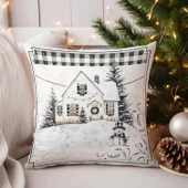 Yılbaşı, Christmas, Kış, Winter Serisi Ekoseli Kırlent - Kırlent Kılıfı - 1