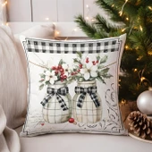 Yılbaşı, Christmas, Kış, Winter Serisi Ekoseli Kırlent - Kırlent Kılıfı - 1