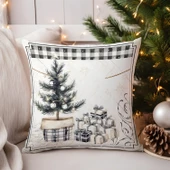 Yılbaşı, Christmas, Kış, Winter Serisi Ekoseli Kırlent - Kırlent Kılıfı - 1