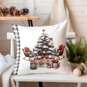 Yılbaşı, Christmas, Kış, Winter Serisi Siyah Beyaz Ekoseli Kırlent - Kırlent Kılıfı - 1