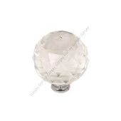Küre Kristal Düğme Kulp Şeffaf Küre 30mm Krom (2 Adet) - 1