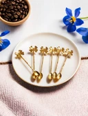 6'lı Şıklık İkonu Altın Kelebek Desenli Dekoratif Çay Kaşığı Seti - 1