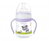 Bebedor Desenli Geniş Ağız Kulplu Biberon 150 ml 0+ Ay (B-88322) Mor - 1