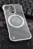 iPhone 14 Pro Uyumlu Gümüş Gri Silver Renkli İnce Kenarlı Şeffaf Sert Kapak Kılıf thumbnail 1