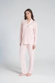 Pijadore Kadın Viskon Önü Düğmeli Uzun Kollu Pijama Takımı 1704 - 1