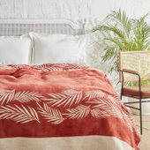Karaca Home Leaf Tek Kişilik Pamuklu Battaniye Terracota - 4