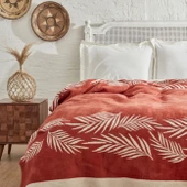 Karaca Home Leaf Tek Kişilik Pamuklu Battaniye Terracota - 3