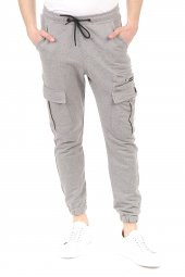 Erkek Dar Paça Beli ve Paçası Lastikli Kargo Cepli Eşofman Altı Jogger Spor Pantolon - 3