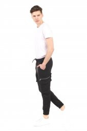 Erkek Dar Paça Beli ve Paçası Lastikli Kargo Cepli Eşofman Altı Jogger Spor Pantolon - 12