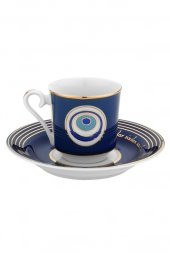 Kütahya Porselen Nazar Boncuklu Kahve Fincan Takım Kobat - 1