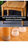 12 Adet Masa Ve Sandalye Ayak Koruyucu Çizdirmez Beyaz Kaydırmaz Silikon - 5