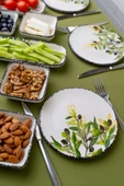 14 Parça 6 Kişilik Seramik Kahvaltı Takımı Zeytin Desenli Yuvarlak Kahvaltı Seti - 5