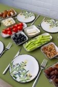 14 Parça 6 Kişilik Seramik Kahvaltı Takımı Zeytin Desenli Yuvarlak Kahvaltı Seti - 3