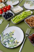 14 Parça 6 Kişilik Seramik Kahvaltı Takımı Zeytin Desenli Yuvarlak Kahvaltı Seti - 4