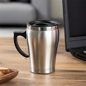 Porsima 05550 Paslanmaz Çelik Kupa Sızdırmaz Çelik Termos Araç Termosu El Termosu Yalıtımlı Bardak 350ml -Gümüş - 2