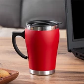 Porsima 05667 Paslanmaz Çelik Kupa Sızdırmaz Çelik Termos Araç Termosu El Termosu Yalıtımlı Bardak 350ml -Kırmızı - 3