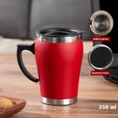Porsima 05667 Paslanmaz Çelik Kupa Sızdırmaz Çelik Termos Araç Termosu El Termosu Yalıtımlı Bardak 350ml -Kırmızı - 1