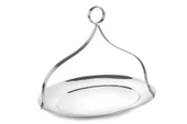 Mikasa Moor Gümüş Oval Kulplu Metal Tepsi 38x28x30cm - 1