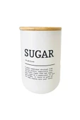 3 lü Bambu Kapaklı Çay, Kahve, Şeker Kavanozu -  Beyaz Cam Tea Sugar Coffee Saklama Seti - 3