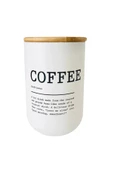 3 lü Bambu Kapaklı Çay, Kahve, Şeker Kavanozu -  Beyaz Cam Tea Sugar Coffee Saklama Seti - 4