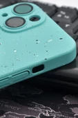 iPhone 14 Uyumlu Mint Yeşil Benekli Desenli İnce Sert Kapak Kılıf Kamera Lens Korumalı thumbnail 3