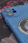 iPhone 11 Uyumlu İnidgo Mavi Benekli Desenli İnce Sert Kapak Kılıf Kamera Lens Korumalı thumbnail 2