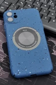 iPhone 11 Uyumlu İnidgo Mavi Benekli Desenli İnce Sert Kapak Kılıf Kamera Lens Korumalı thumbnail 1