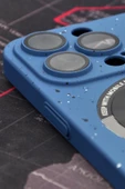 iPhone 14 Pro Max Uyumlu İnidgo Mavi Benekli Desenli İnce Sert Kapak Kılıf Kamera Lens Korumalı thumbnail 2