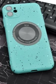 iPhone 11 Uyumlu Mint Yeşil Benekli Desenli İnce Sert Kapak Kılıf Kamera Lens Korumalı thumbnail 1
