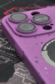 iPhone 13 Pro Uyumlu Mor Benekli Desenli İnce Sert Kapak Kılıf Kamera Lens Korumalı thumbnail 2