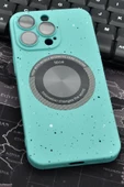 iPhone 14 Pro Max Uyumlu Mint Yeşil Benekli Desenli İnce Sert Kapak Kılıf Kamera Lens Korumalı thumbnail 1