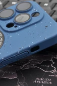 iPhone 13 Pro Uyumlu İnidgo Mavi Benekli Desenli İnce Sert Kapak Kılıf Kamera Lens Korumalı thumbnail 3