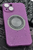 iPhone 13 Uyumlu Mor Benekli Desenli İnce Sert Kapak Kılıf Kamera Lens Korumalı thumbnail 1