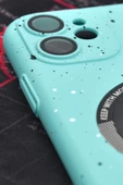 iPhone 11 Uyumlu Mint Yeşil Benekli Desenli İnce Sert Kapak Kılıf Kamera Lens Korumalı thumbnail 2