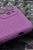 iPhone 11 Uyumlu Mor Benekli Desenli İnce Sert Kapak Kılıf Kamera Lens Korumalı thumbnail 3