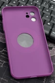 iPhone 11 Uyumlu Mor Benekli Desenli İnce Sert Kapak Kılıf Kamera Lens Korumalı thumbnail 5