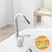 Kısa Kuğu Batarya Duş Bulaşık Musluğu Lavabo Banyo Mutfak Bataryası Mermer Üstü Çift Su Giriş Evye - 1