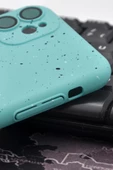 iPhone 11 Uyumlu Mint Yeşil Benekli Desenli İnce Sert Kapak Kılıf Kamera Lens Korumalı thumbnail 3