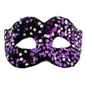 Mor Renk Arkadan Lastikli Pul Payet İşlemeli Balo After Parti Maskesi thumbnail 2