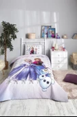 Özdilek Lisanslı Kapitoneli Tek Kişilik Dört Mevsim Nevresim Takımı Complete Set-Elsa Frozen Frosted Lila - 1