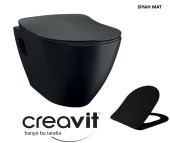 Creavit TP325 Siyah Mat Asma Klozet + Duck Yavaş Kapanır Kapak Siyah Mat thumbnail 1