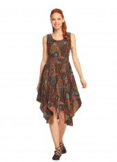 Bohem Tarz Kayık Yaka Asimetrik Elbise thumbnail 5