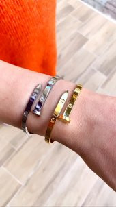 Çivi Model Cartier Desen Çelik Bileklik - 1