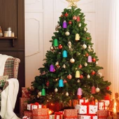 Yıllbaşı Çam Ağacı Süsü Simli Çan Noel Ağacı Süsü 6 Lı 5 cm thumbnail 3