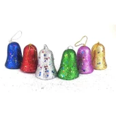 Yıllbaşı Çam Ağacı Süsü Simli Çan Noel Ağacı Süsü 6 Lı 5 cm thumbnail 2