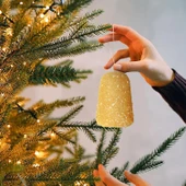 Yıllbaşı Çam Ağacı Süsü Simli Çan Noel Ağacı Süsü 6 Lı 5 cm thumbnail 4