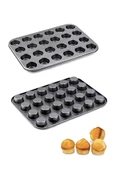 Muffin Kalıbı 24'lü Mini Cupcake Fırın Kapsülü Kek Browni Kekstra Kurabiye Kalıbı Muffin Baking Pan - 3