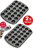 Muffin Kalıbı 24'lü Mini Cupcake Fırın Kapsülü Kek Browni Kekstra Kurabiye Kalıbı Muffin Baking Pan - 1