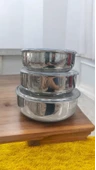 DefneSare 3 lu çelik saklama kabı 16 cm 18 cm 20 cm - 3